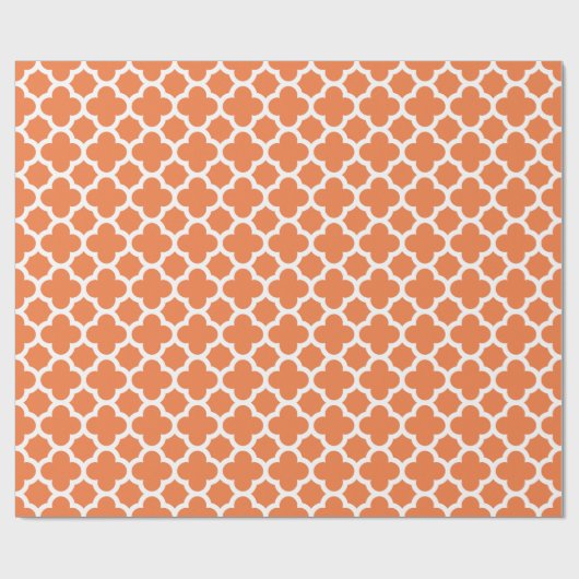 Oranje Quatrefoil Trellis Pattern Wrapping Paper Cadeaupapier (Vlak)
