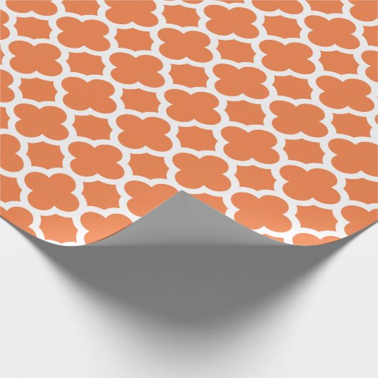 Oranje Quatrefoil Trellis Pattern Wrapping Paper Cadeaupapier (Hoek)