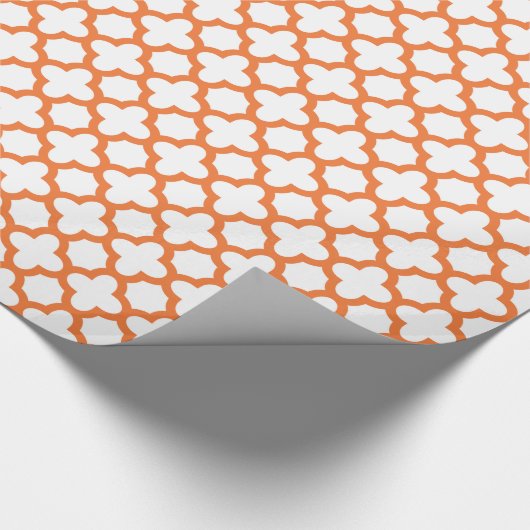 Oranje Quatrefoliepatroon Cadeaupapier (Hoek)