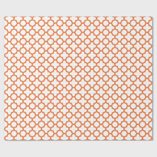 Oranje Quatrefoliepatroon Cadeaupapier (Vlak)