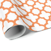 Oranje Quatrefoliepatroon Cadeaupapier (Rol Hoek)