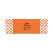 Oranje Quatrefoliepatroon Etiket (Voorkant)