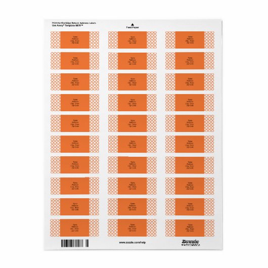 Oranje Quatrefoliepatroon Etiket (Full Sheet)