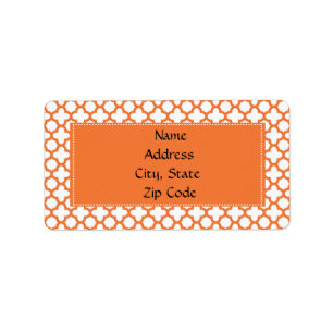 Oranje Quatrefoliepatroon Etiket