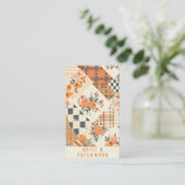 Oranje Quilt Patchwork Handgemaakte Kleding Visitekaartje (Staand voorkant)