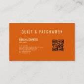 Oranje Quilt Patchwork Handgemaakte Kleding Visitekaartje (Achterkant)