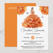 Oranje Quinceañera balgons pioenroos bloemen Kaart (Voorkant / Achterkant)