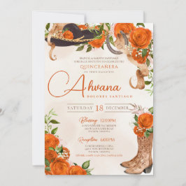 Oranje Quinceanera  Charro Western Roos Kaart