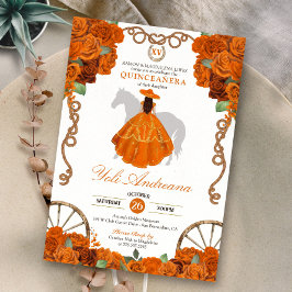 Oranje Quinceanera rustieke Westerne Charra Kaart