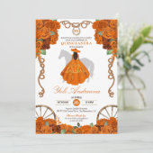 Oranje Quinceanera Westerne Charro Kaart (Staand voorkant)