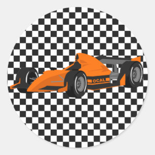Oranje Race Auto Verjaardag Sticker