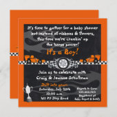 Oranje Race Baby Shower Invitaties Kaart (Voorkant / Achterkant)