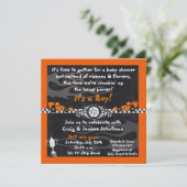Oranje Race Baby Shower Invitaties Kaart (Staand voorkant)