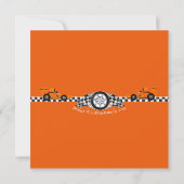 Oranje Race Baby Shower Invitaties Kaart (Achterkant)
