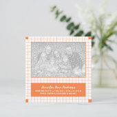Oranje rasterfoto aankondiging (Staand voorkant)