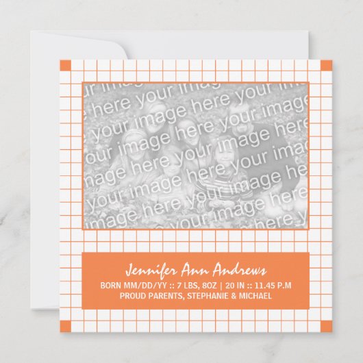 Oranje rasterfoto aankondiging (Voorkant)