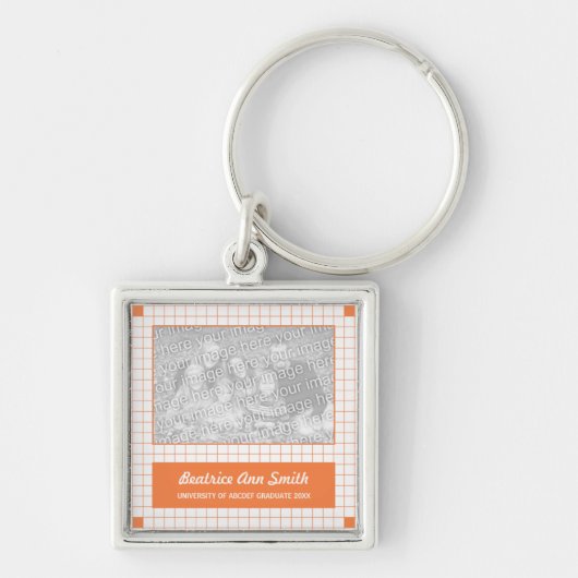 Oranje rasterfoto sleutelhanger (Voorkant)
