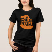 Oranje Raven & Skull Cool Halloween Witch Please Tri-Blend Shirt (Voorkant)