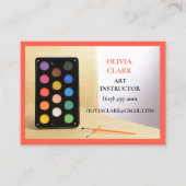 Oranje Red Art Teacher Tutor Educator Art Class Visitekaartje (Voorkant)