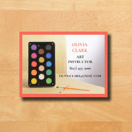 Oranje Red Art Teacher Tutor Educator Art Class Visitekaartje