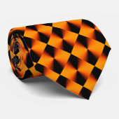Oranje Red Black Diamond Pattern Stropdas (Opgerold)