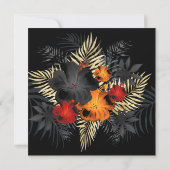 Oranje Red Black Hibiscus Floral Birthday Kaart (Achterkant)