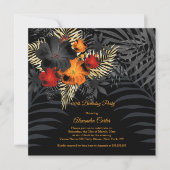 Oranje Red Black Hibiscus Floral Birthday Kaart (Voorkant)