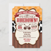Oranje Red Brown Hoedown Party Kaart (Voorkant)