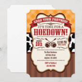 Oranje Red Brown Hoedown Party Kaart (Voorkant / Achterkant)