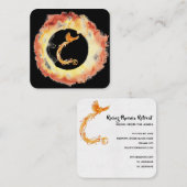*~* Oranje Red Flame Phoenix Ring of Fire Black Vierkante Visitekaartje (Voorkant / Achterkant)