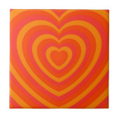 Oranje Red Hypnotic Heart Love Pattern Tegeltje (Voorkant)