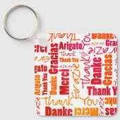 Oranje Red Multilingual "Bedankt" Typografie Sleutelhanger (Voorkant)