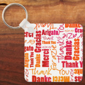 Oranje Red Multilingual "Bedankt" Typografie Sleutelhanger (Voorkant)