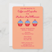 Oranje Red Whimsy Art Cupcake Party Uitnodiging (Achterkant)