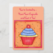 Oranje Red Whimsy Art Cupcake Party Uitnodiging (Voorkant)