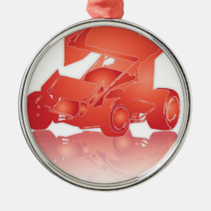 Oranje reflectiecoating met gevleugelde afdruk metalen ornament
