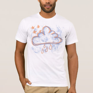 Oranje regen op mijn blauwe parade t-shirt