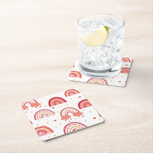 Oranje regenboog kartonnen onderzetters (Insitu)