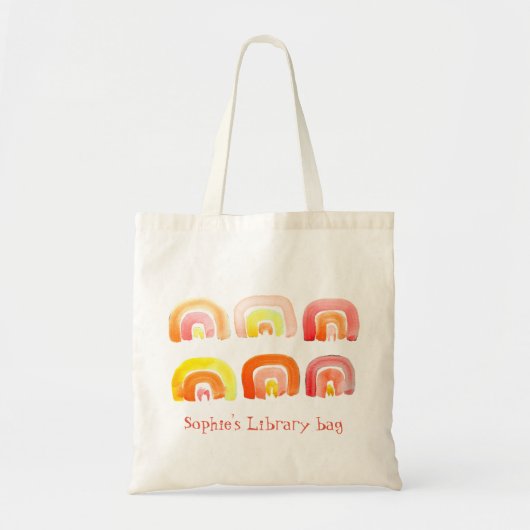Oranje regenboog schattige bibliotheektas tote bag (Voorkant)