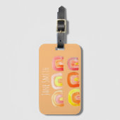 Oranje regenboog schattige retro-kunst bagagelabel (Voorkant (verticaal))