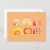 Oranje regenboog schattige retro-kunst briefkaart (Voorkant / Achterkant)