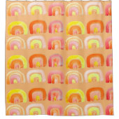 Oranje regenboog schattige retro-kunst douchegordijn (Voorkant)