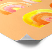 Oranje regenboog schattige retro-kunst poster (Hoek)