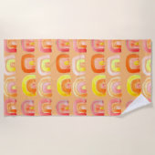 Oranje regenboog schattige retro-kunst strandlaken (Voorkant)