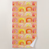 Oranje regenboog schattige retro-kunst strandlaken (Voorkant)
