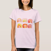 Oranje regenboog schattige retro-kunst t-shirt (Voorkant)