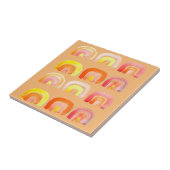 Oranje regenboog schattige retro-kunst tegeltje (Zijkant)