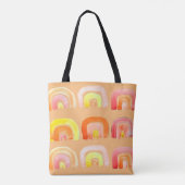 Oranje regenboog schattige retro-kunst tote bag (Achterkant)