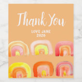 Oranje regenboog schattige retro-kunst wijn etiket (Enkel label)