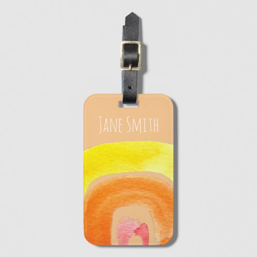 Oranje regenboogliefdeswaterverf bagagelabel (Voorkant (verticaal))